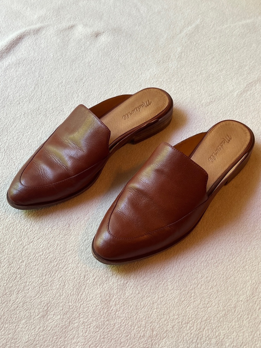 Madewell Frances Loafer Mule 9.5 Cognac Leather Slip On Almond Toe